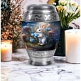thumbnail image 4 of MUKTIVE Rabbit Cremation 3 Inch Small Burial Urns for Human Ashes Adult, Blue Memorial Urn for Adult Human Ashes for Male & Female, Decorative Large Urn for 10 Inch (1 Large, 4 Keepsake), 4 of 7