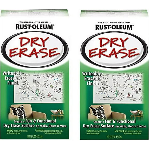 2PK-Rust-Oleum Specialty QT White Dry Erase Brush On Paint