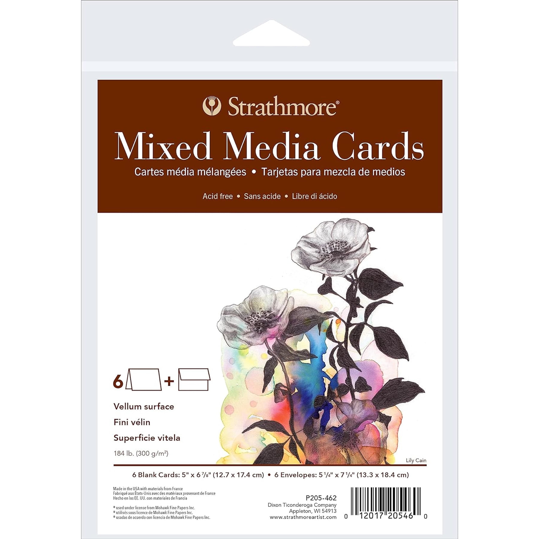 Strathmore 400 Series Mixed Media Cards & Envelopes, Full Size, 5x6.875 inch, 6 Per Pack, 3 Packs