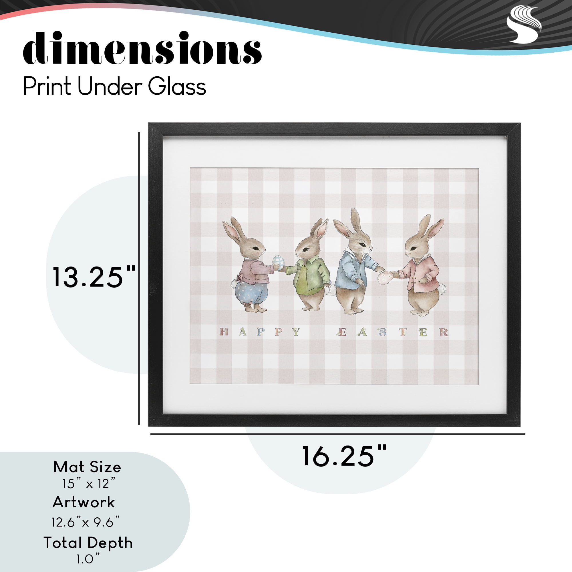 Stupell Industries Easter Bunnies Pink Gingham Black Framed Print Under Glass, design by Leah Straatsma