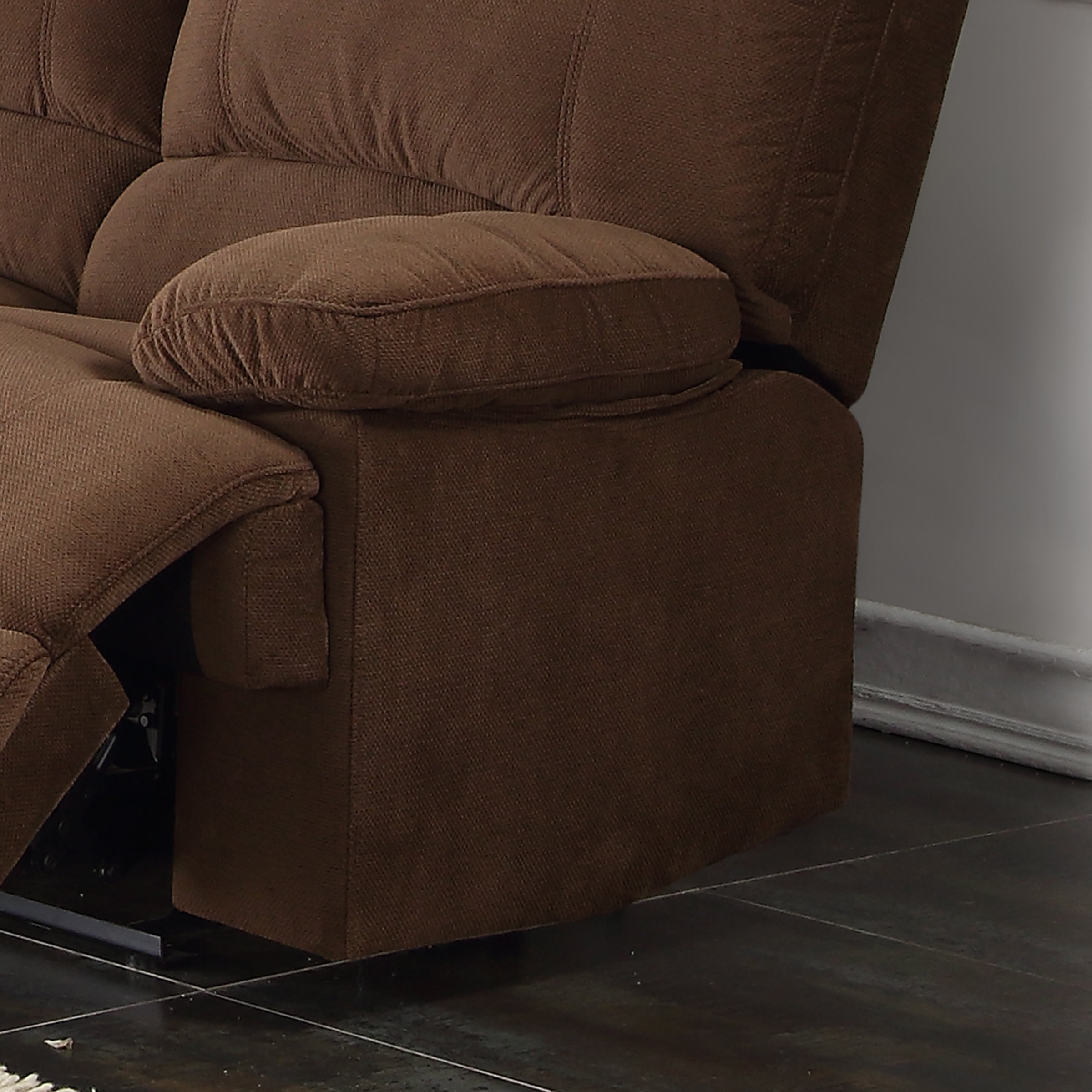 Kevin Collection Contemporary 3-Piece Upholstered Transitional Sectional Set with 4 Recliners, Storage Console, and Cup Holders, Brown