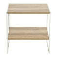 thumbnail image 5 of Household Essentials Jamestown Square Side End Table with Storage Shelf Coastal Oak Rustic Wood Grain and White Metal, 5 of 8