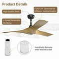 thumbnail image 5 of Sofucor 52 Inch Propeller ABS Ceiling Fan No Light, Low Profile Downrod Mount Ceiling Fans with Remote, 5 of 12