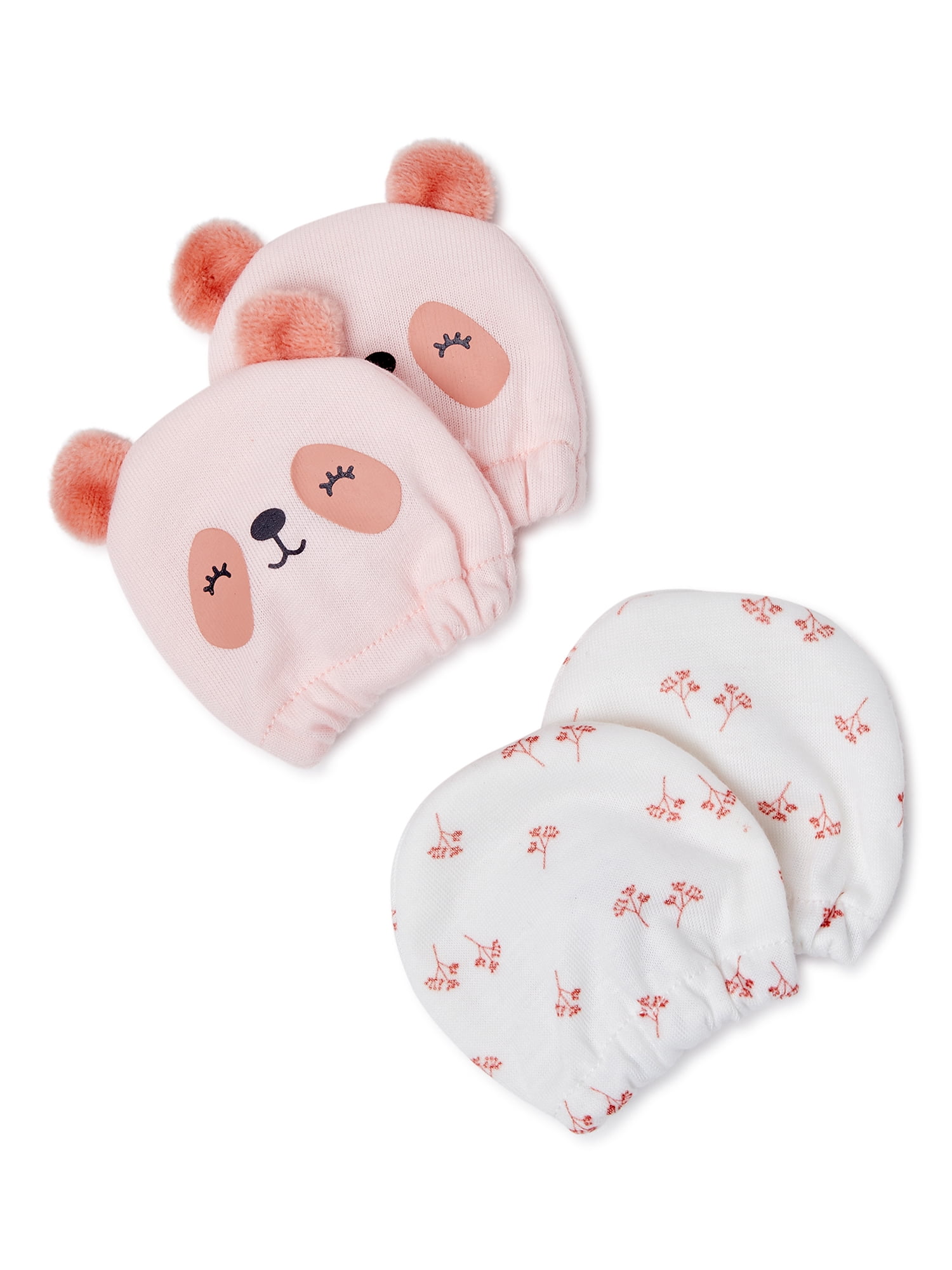 Child Of Mine by Carter's Baby Girls' Panda Mittens, 2-Pack, Newborn