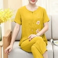 thumbnail image 2 of yievot Pajamas for Women Set Round Neck Short Sleeve Tops and Capri Pants Two Piece Lounge Sets Summer Oufits Loungewear, 2 of 5