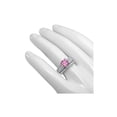 thumbnail image 3 of beryl_creation 1.50 Ct Round Cut Pink Sapphire & Diamond Wedding Engagement Bridal Ring Set 14K White Gold Plated 925 Sterling Silver For Women's -9.5, 3 of 3
