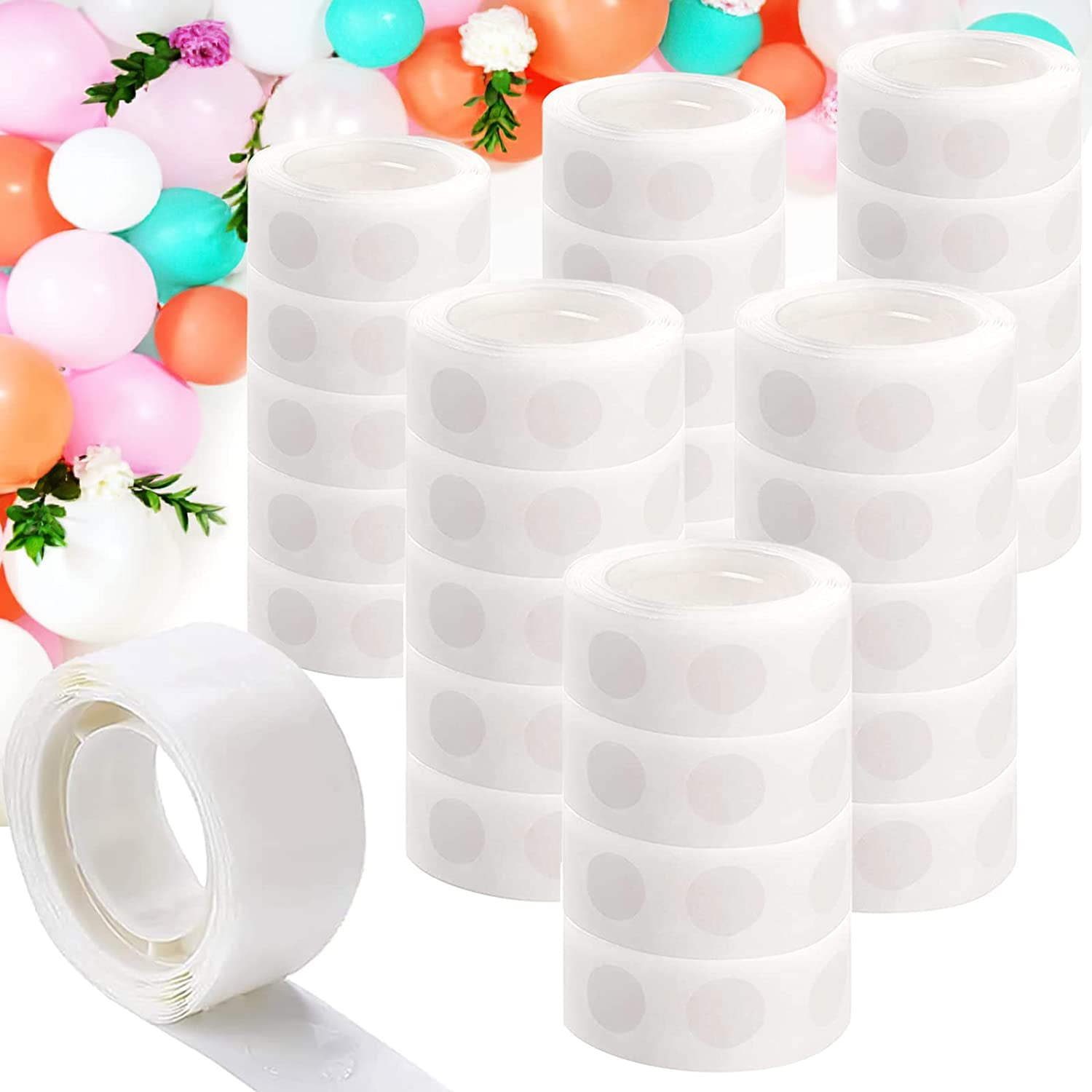 Balloon Glue Point 300/900 Pcs (3/9 Rolls) Balloon Tape Strip of Glue Craft  Removable Adhesive Point Tape