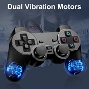 PS2 Controller,2 Packs Wired Controller Compatible with PS2/PS2 Slim/PS1,PS2 Replacement Wired Controller with Dual Vibration,Black