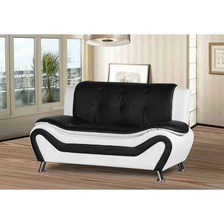 Camille Living Room Loveseat Black White Walmart Com