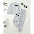 thumbnail image 2 of Kucnuzki 8 Years Big Boys Outfit Set 9 Years Kid Boy Pants Sets Long Sleeves Pullover Sweatshirt Top Pockets Sweatpants 2pcs Clothing Grey, 2 of 9