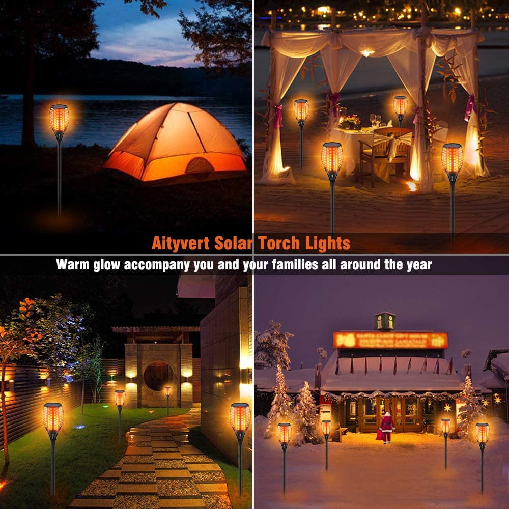 Aityvert Solar Lights Outdoor Waterproof Flickering Flame Solar Torch Lights Da 