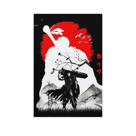Anime Berserk Guts Canvas Art Posters for Bedroom Living Room Bathroom Wall Decor Poster Unframe 12x18inch