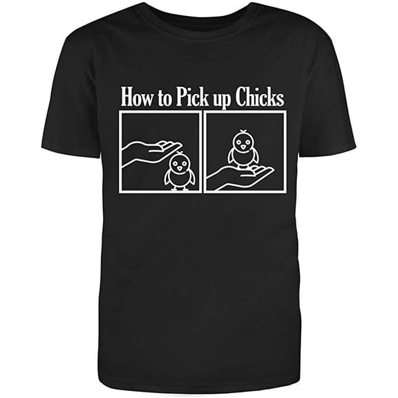 RedBarn Unisex Black Half Sleeves Cotton How to Pick up Chicks Humor Sarcastic Funny T Shirt