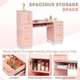 thumbnail image 5 of Manicure Table Nail Desk for Nail Tech with Glass Top & Wrist Rest, Beauty Salon Nail Workstation with  w/3 Side Cabinet+2 Drawers+1 Open Drawer, BarberPub Salon Storage Equipment, Pink, 5 of 9