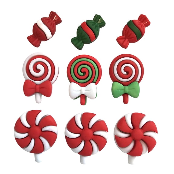Christmas Candy Button Set – 27-Piece Holiday-Themed Assortment for Sewing, Scrapbooking & DIY Crafts