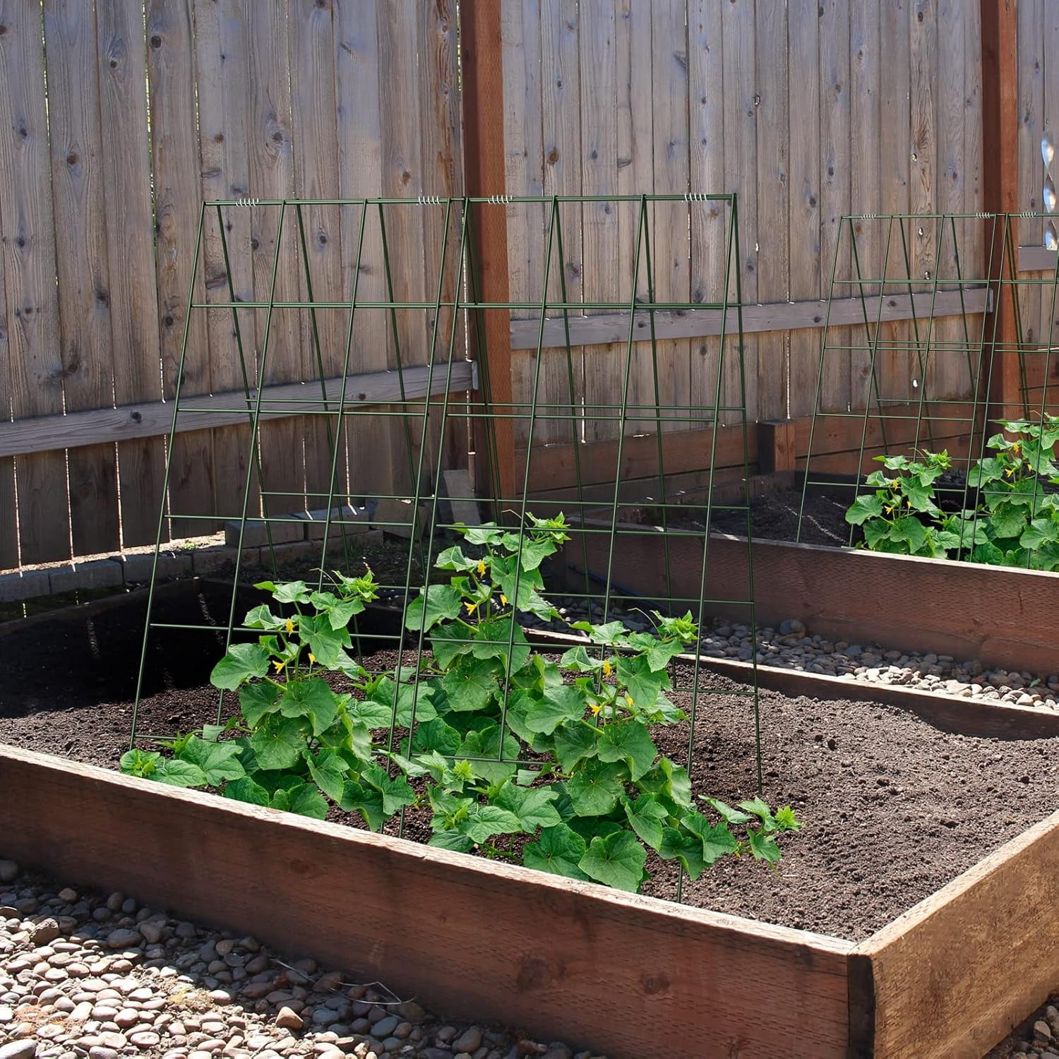 2 Packs 18" x 46" Foldable Cucumber Trellis with Zip Ties Plant Support A Frame Metal Trellis for Cucumber, Climbing Plants, Vegetable Flowers