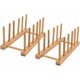 thumbnail image 1 of Estante para platos de madera de bambú para organizar armarios de cocina, soporte ecológico para platos de bambú con organizador de tablas de cortar (2 unidades), 1 of 5
