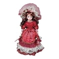 thumbnail image 1 of Muñeca de porcelana de 41 cm, adorable figura coleccionable antigua, para vestir, hecha de Burdeos, 1 of 9