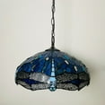 thumbnail image 3 of Jarri Lights Sea Blue Dragonfly Tiffany Hanging Lamp 16in,Crystal Bead Lampshade, Pendant,, 3 of 6