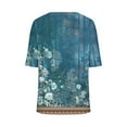 thumbnail image 4 of iHengLiXing Summer Tops for Womens Dressy Casual 2024 Women's Fashion Tees Casual-neck Loose Cute T Shirt 1/2 Sleeve Ladies Top Blue L, 4 of 4