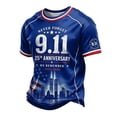 thumbnail image 2 of Xneal 911 25th Anniversary T-Shirt Short Sleeve Casual Print Never Forget 911 Blue Shirts for Men Size 2XL, 2 of 5