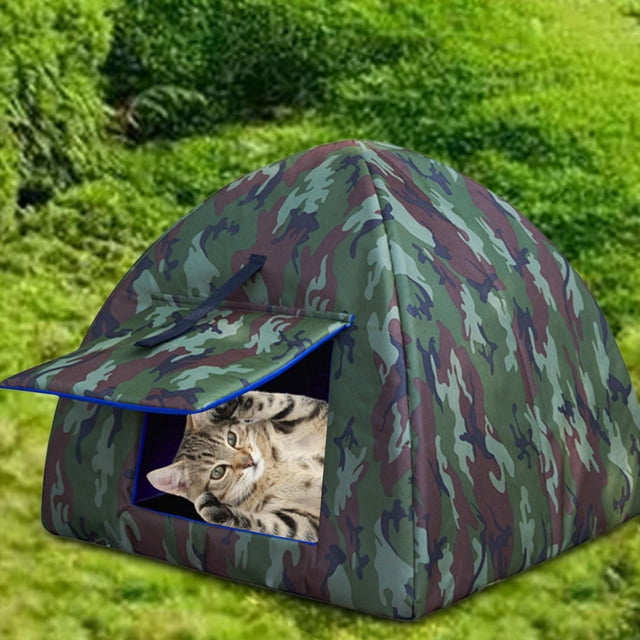 Tienda de campaña cálida para refugio para mascotas, refugio para gatos callejeros, impermeable, a prueba de lluvia, casa cálida para gatos callejeros Yinane Nido de tienda para gatos