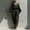 Dark Gray, variant on Women's Elegant Loose Solid Color Set – Off Shoulder V-Neck Puff Sleeve Blouse & High Waist Wide Leg Pants Dark Brown，S