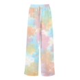 thumbnail image 6 of WTOBBY Women's Floral Print Wide Leg Pants with Pockets, High Waist Drawstring Loose Casual Trousers for Spring and Summer Season,Hot Pink L, 6 of 6