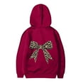 thumbnail image 4 of Byoo Toddler Girls Hoodie Leopard Bow Print Long Sleeve Hooded Sweatshirt Pullover Top, 4 of 5