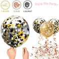 thumbnail image 4 of 50pcs, Black Golden Confetti Balloons, 12 Inch Golden White And Black Confetti Balloons With Ribbons For Graduation Birthday Wedding Party Decorations, 4 of 4
