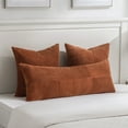 thumbnail image 3 of Fancy Homi Set of 1 Rust Boho Long Lumbar Body Decorative Throw Pillow Cover 14x36 inch for Bed Couch Bedroom Bench, Soft Patchwork Corduroy Textured Pillow Case, Rustic Farmhouse Room Decor, 3 of 7