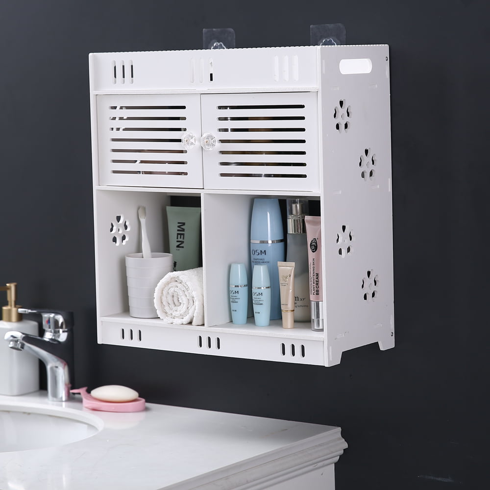 Non-Perforated PVC Bathroom Wash Cabinet W//Three Layer/&Two Doors Durable Cabinet