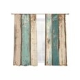 thumbnail image 7 of Farmhouse Teal Brown Sheer Curtains 72 Inch Length 2 Panels Set, Vintage Retro Ombre Wooden Voile Window Treatment Rod Pocket Curtains Sheers Drapes for Bedroom/Living Room/Kitchen 52"x72"x2, 7 of 7