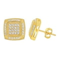 thumbnail image 2 of Precious Stars 14K Yellow Gold 10-mm Pave'-set Cubic Zirconia Square Stud Earrings, 2 of 4
