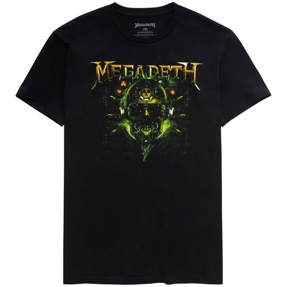 Megadeth Men's Officially Licensed Green Skull Tee T-Shirt in Black (X-Small, Black)