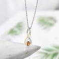 thumbnail image 5 of 10K Yellow Gold and 925 Sterling Silver Orange Red Madeira Citrine and White Lab Grown Diamond Pendant Necklace for Women (0.46 Cttw, Gemstone Birthstone, Oval 6X4MM, With 18 inch Silver Chain), 5 of 5
