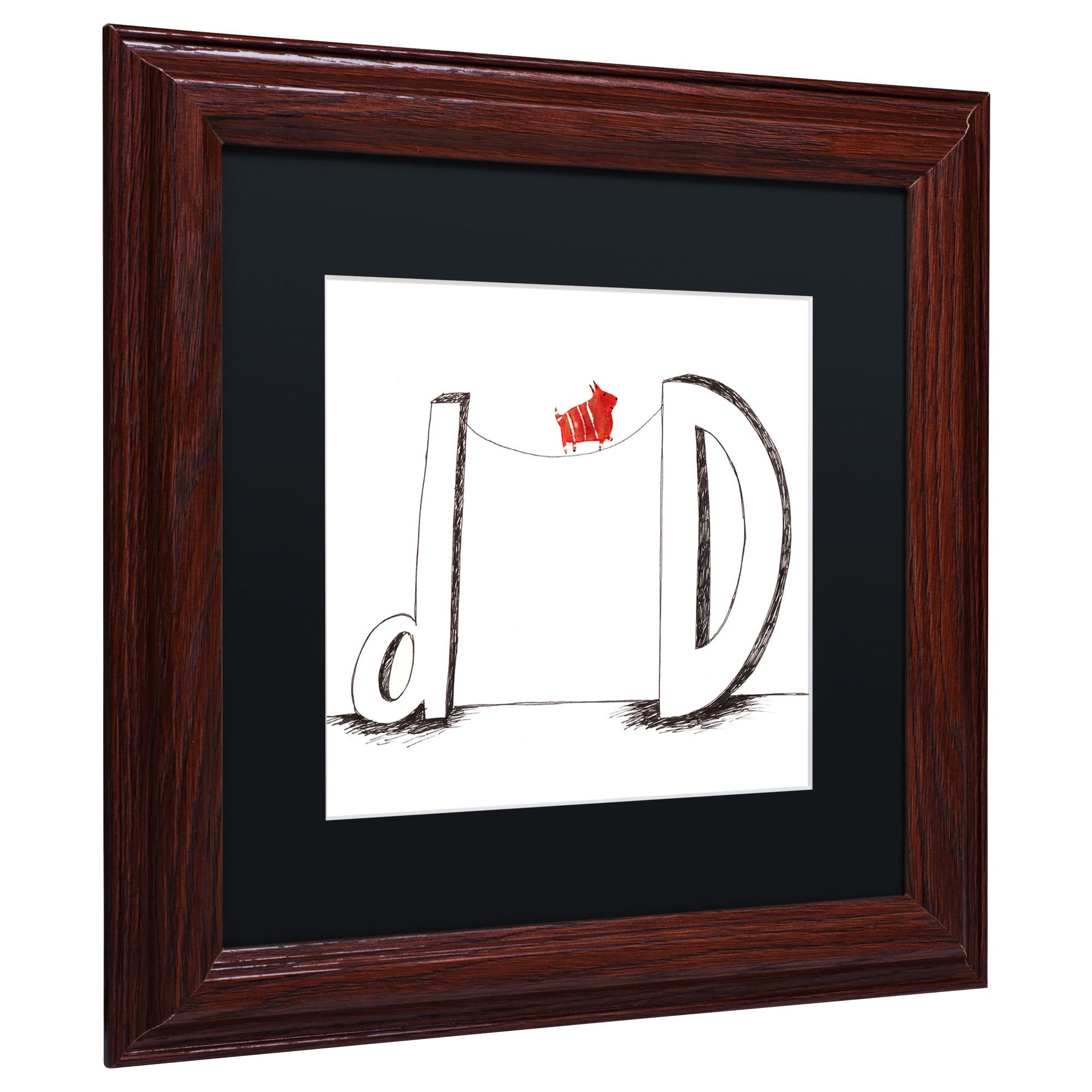 Carla Martell 'D is for Dog' Black Matted Framed Art