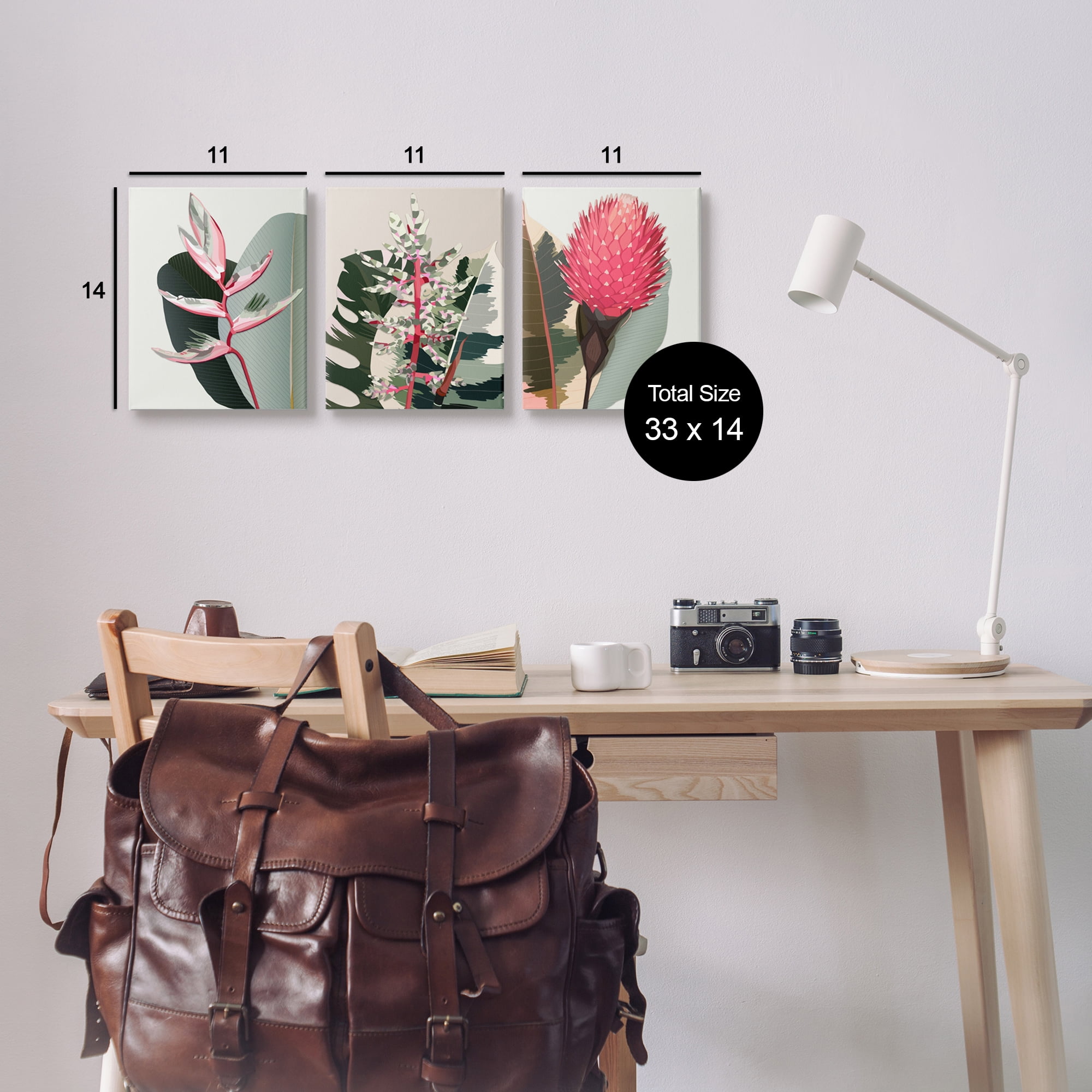 Stupell Industries Modern Tropical Plants Botanical & Floral Painting Gallery Wrapped Canvas Print Wall Art, 11 x 14, Set of 3