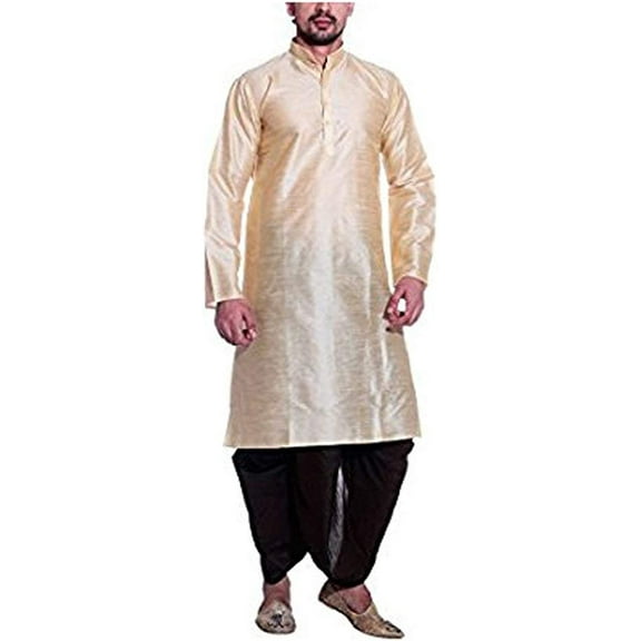Royal Men's Silk Blend Dhoti & Kurta Set_Gold