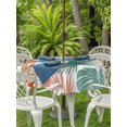 thumbnail image 3 of Outdoor Tablecloths with Umbrella Hole & Zipper, Turquoise Orange Palm Leaves Round Tablecloths 60 Inch, Tropical Botanical Summer Waterproof Table Cloth, Patio/Pool/Picnic Table Covers, 3 of 8