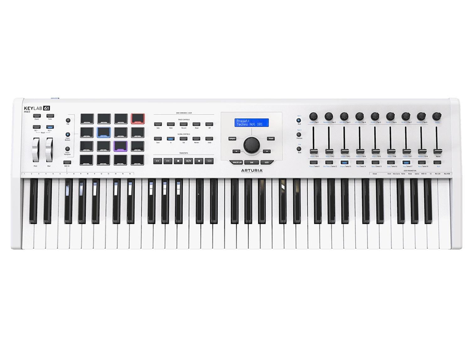 Arturia KeyLab mkII 61 Keyboard Controller - White featuring 61-note