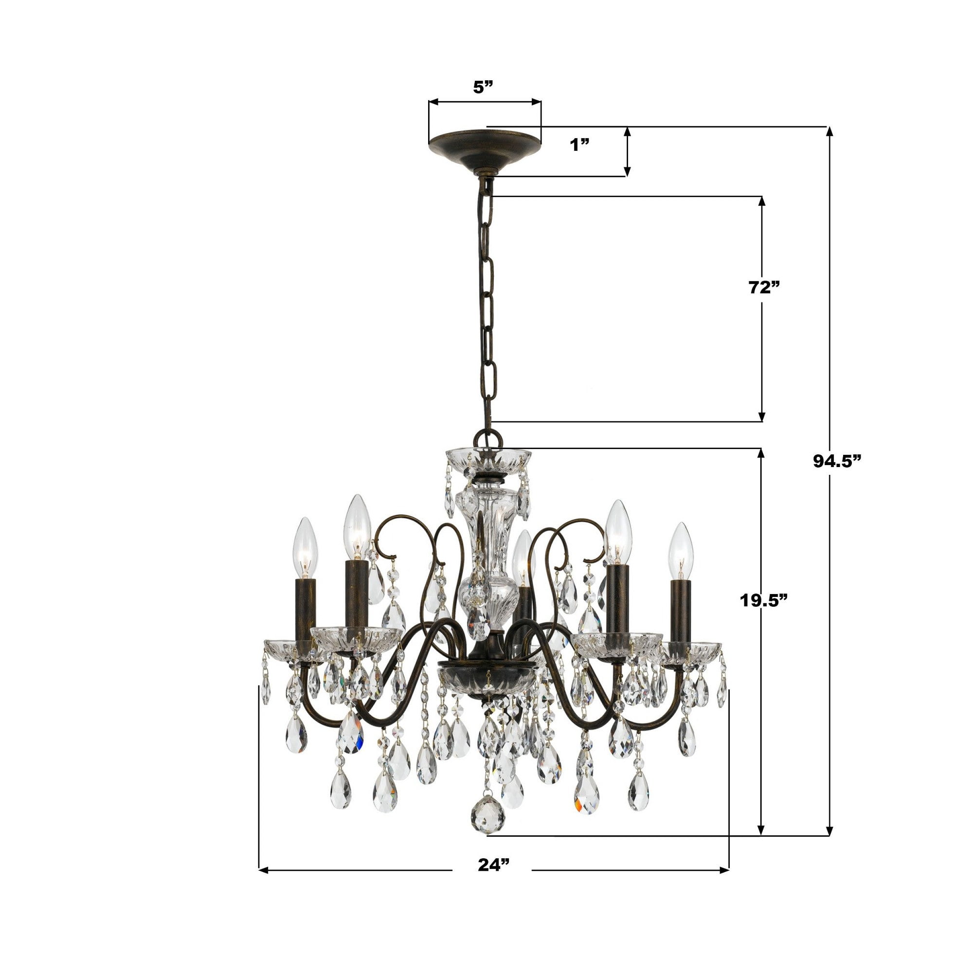 Crystorama Lighting - Chandelier - Butler - 5 Light Chandelier in Traditional