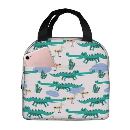 Insulated Lunch Bag for Women Men - cartoon crocodile Leakproof Cooler Lunch Box for Women Men  Lunch Tote Bags for Work School Picnic Travel