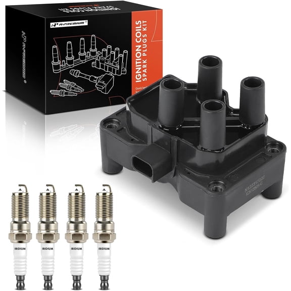 A-Premium 1x Ignition Coil Pack and 4x Iridium Spark Plugs Compatible with Ford Fiesta 2011 2012 2013, 1.6L