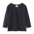 thumbnail image 5 of Toddler Girl Long Sleeve Tees Black White Blue Stripe Tops Shirts Cotton Casual Crewneck Jersey Tunic T-Shirts 3 Packs Sets 4T, 5 of 7