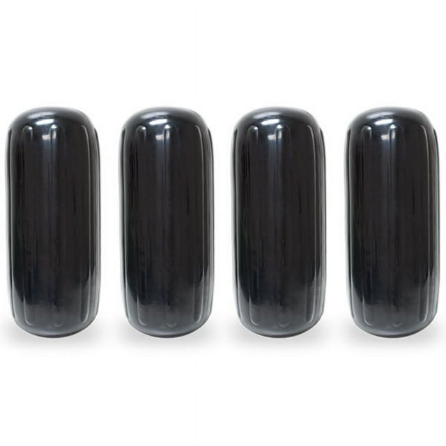 NEH Center Hole Ribbed Boat Pontoon Fender 8" x 20" 4pcs Inflatable Vinyl Mooring Bumpers Guard Dock Docking - Black