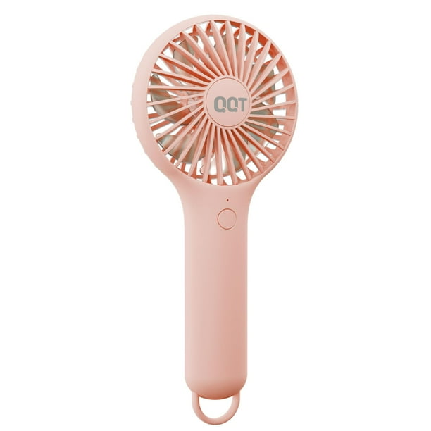 Ventilador portátil QQT Mini de 3 velocidades recargable por USB, color rosa