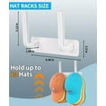 thumbnail image 4 of Livhil Hat Rack 2 Packs, Removable Long Row Hat Hooks for Wall, 2 Mounting Options Baseball Hat Organizer Holds 20 Hats (White), 4 of 8
