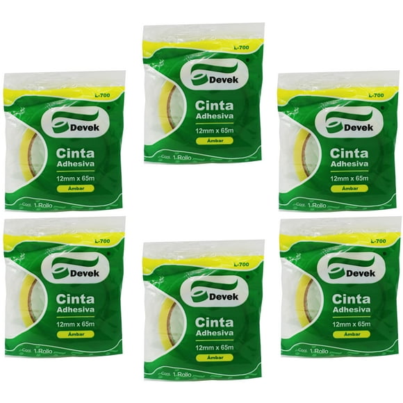 Cinta Adhesiva Devek 12X65 Paquete con 6 Piezas