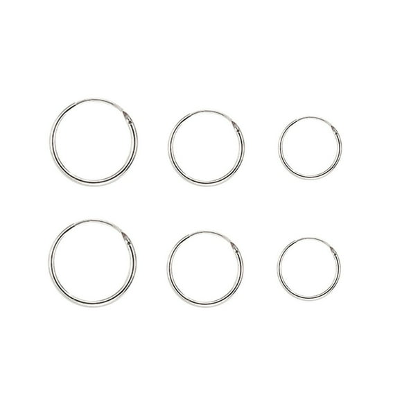 Set of 3 Pairs of Hoops Earrings in 925 Sterling Silver Thickness 1.2 mm Diamete